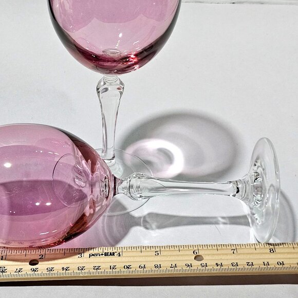2 Colony Bijoux Pink Iridescent Wine Glasses 7.75" romantic crystal 8z presecco - Picture 6 of 8